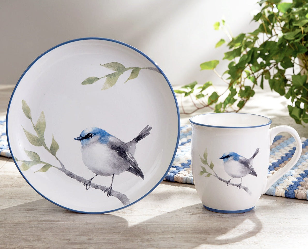 Bluebird Plates (Set of Four) & Bluebird Mugs (Set of Four) Plates