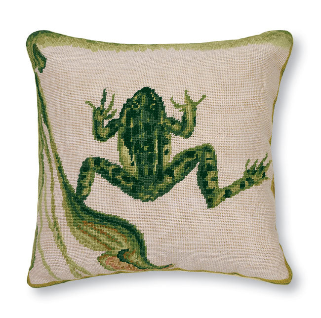 Frog (Water) Needlepoint Pillow