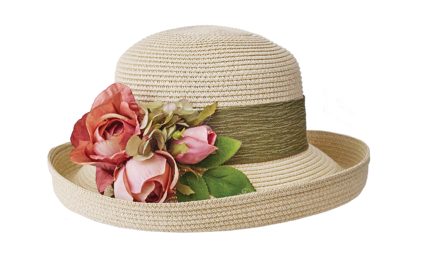 Packable Roller Hat with Flowers