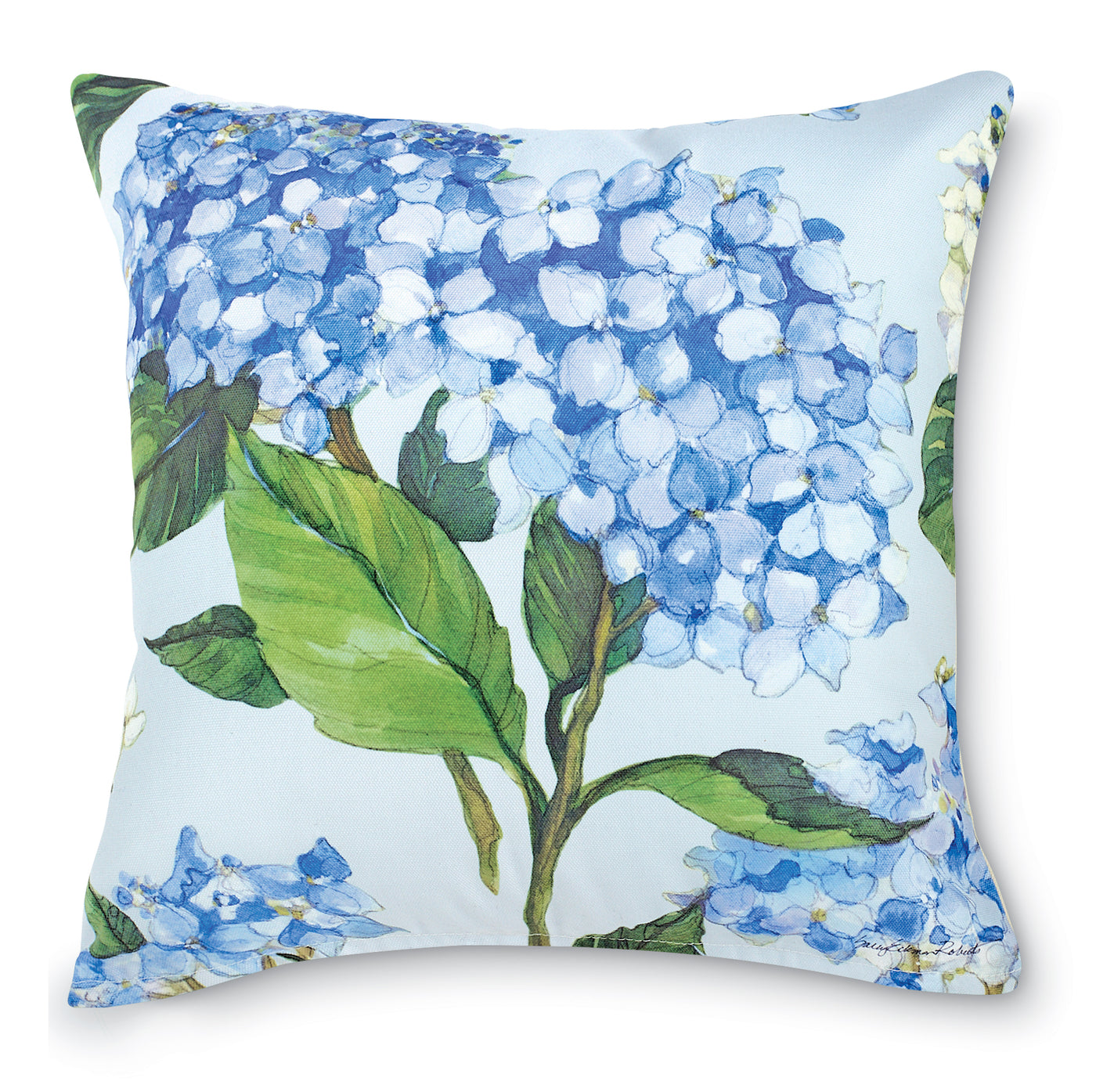 Hydrangea on Blue Pillow I