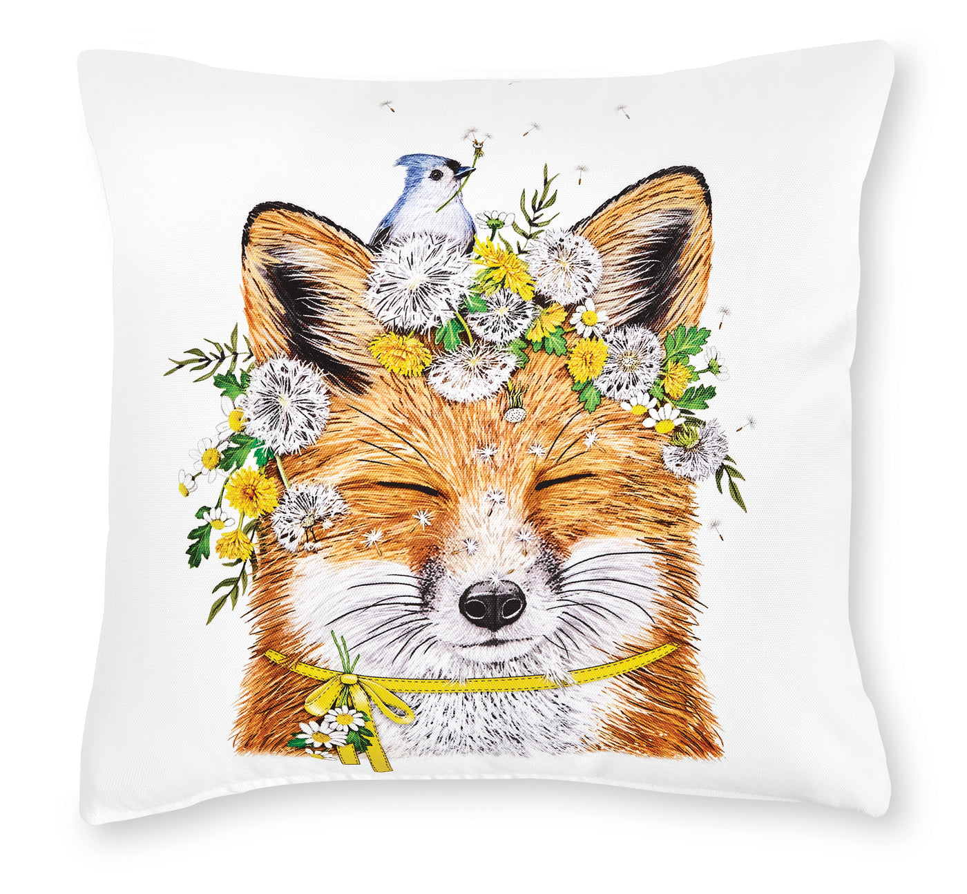 Spring Fox with Bird Pillow