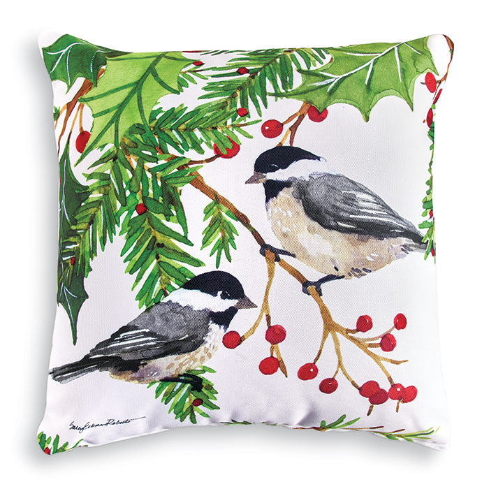 Holiday Chickadee Pillow