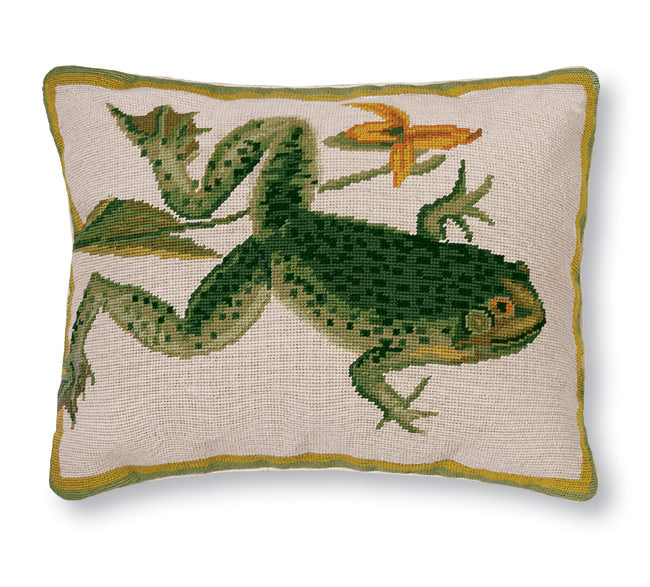 Frog (Bull) Needlepoint Pillow