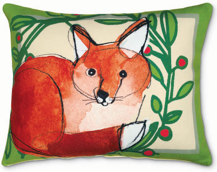 Fox and Holly Pillow