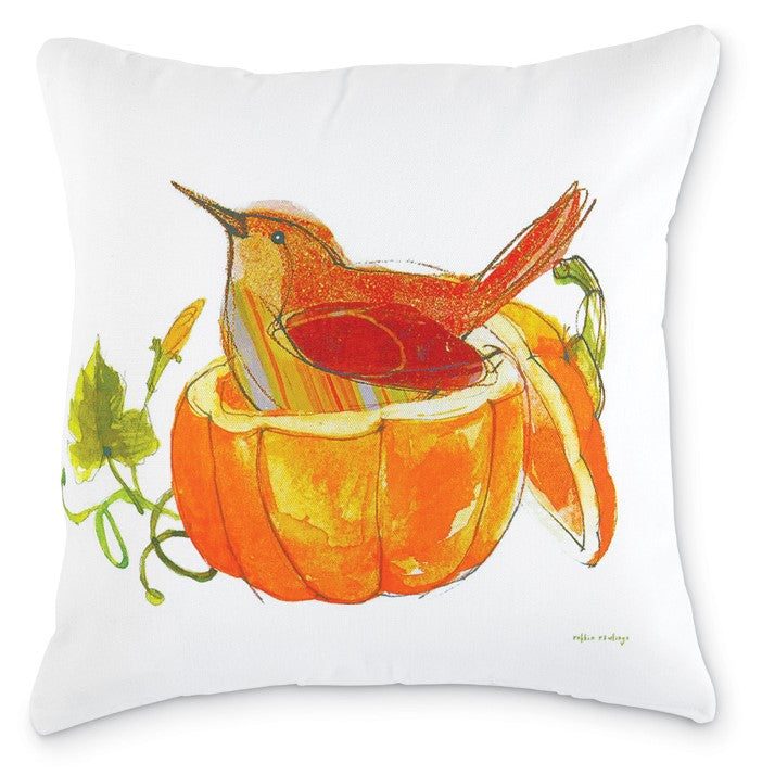 Wren and Pumpkin Pillow