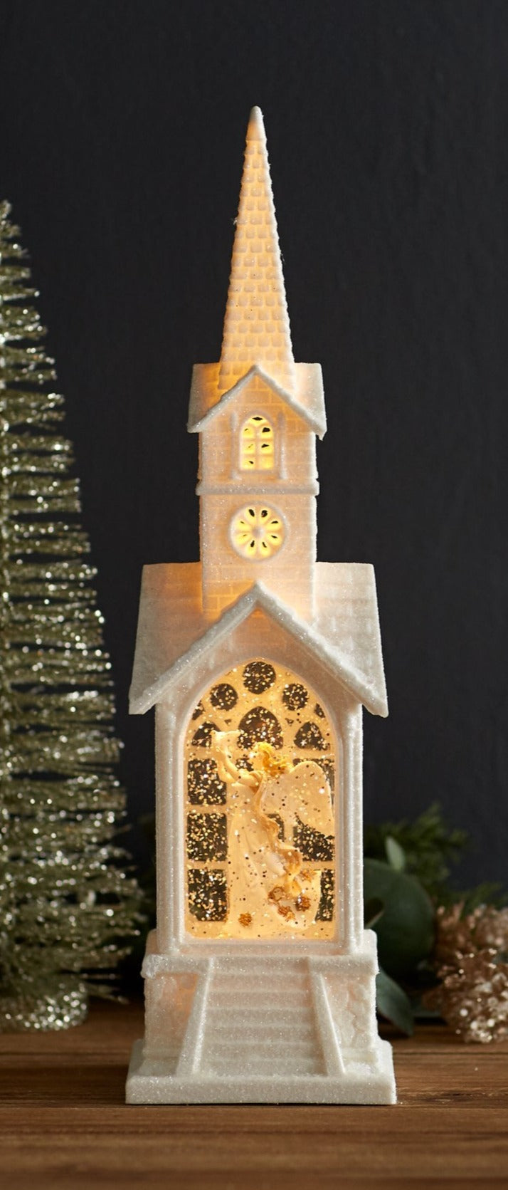 Church LED Snow Globe with Angel