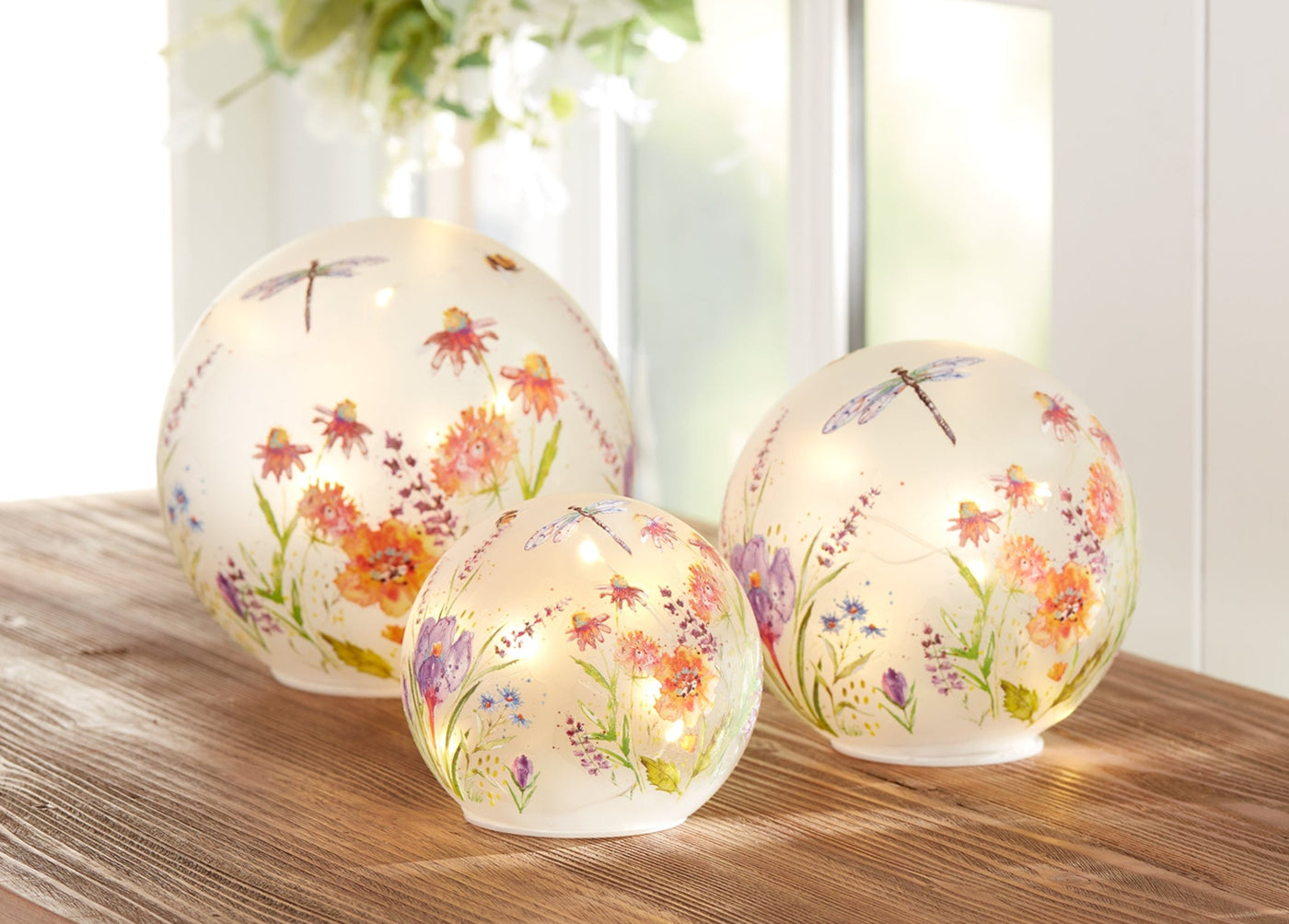 Floral LED Globes (Set of Three)