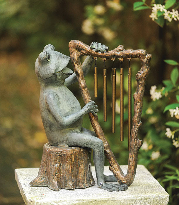 Singing Frog with Wind Chimes Harp