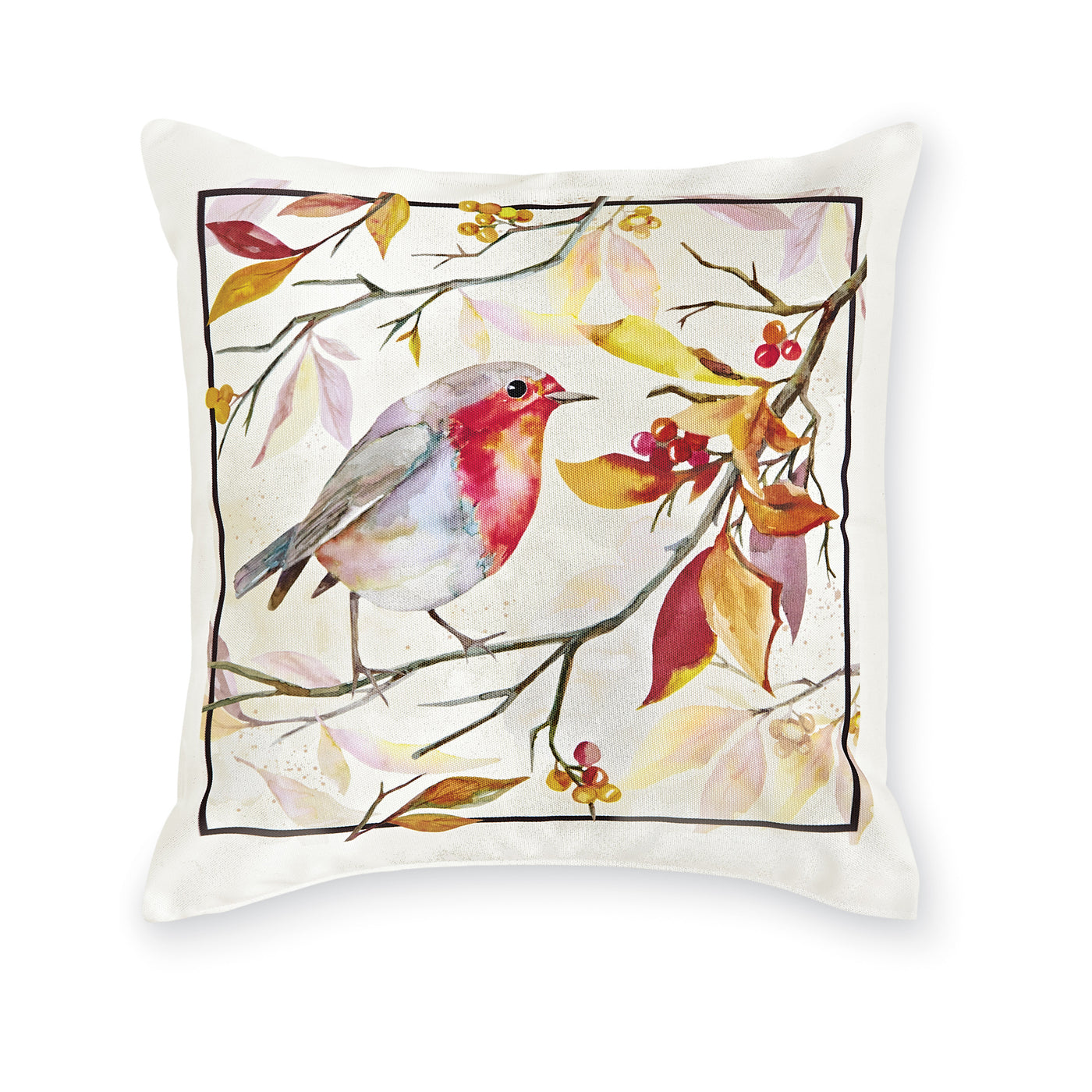 Friendly Autumn Robin Pillow  I