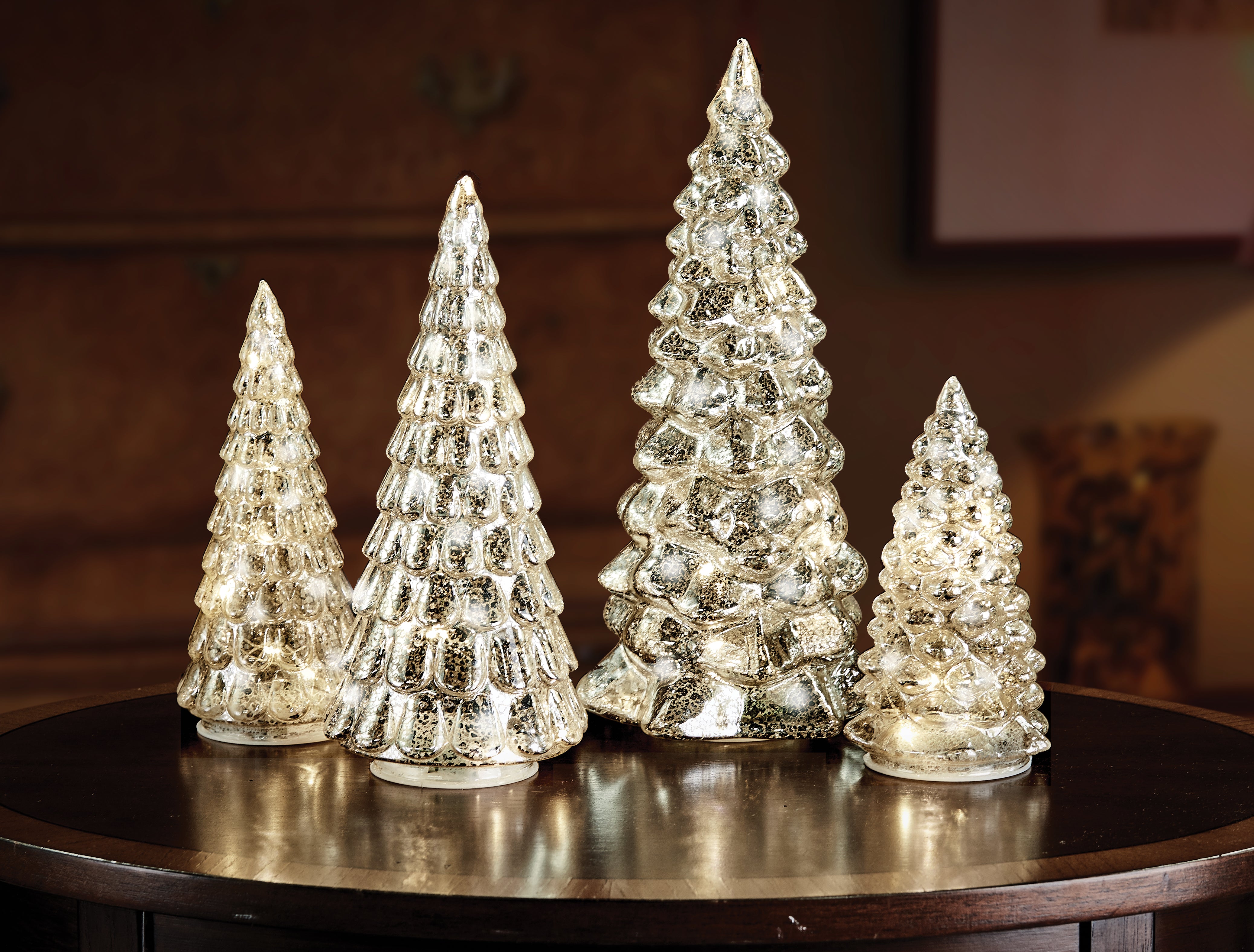 Glass Led Tree Set Glass Trees with LED Lights – Charleston Gardens
