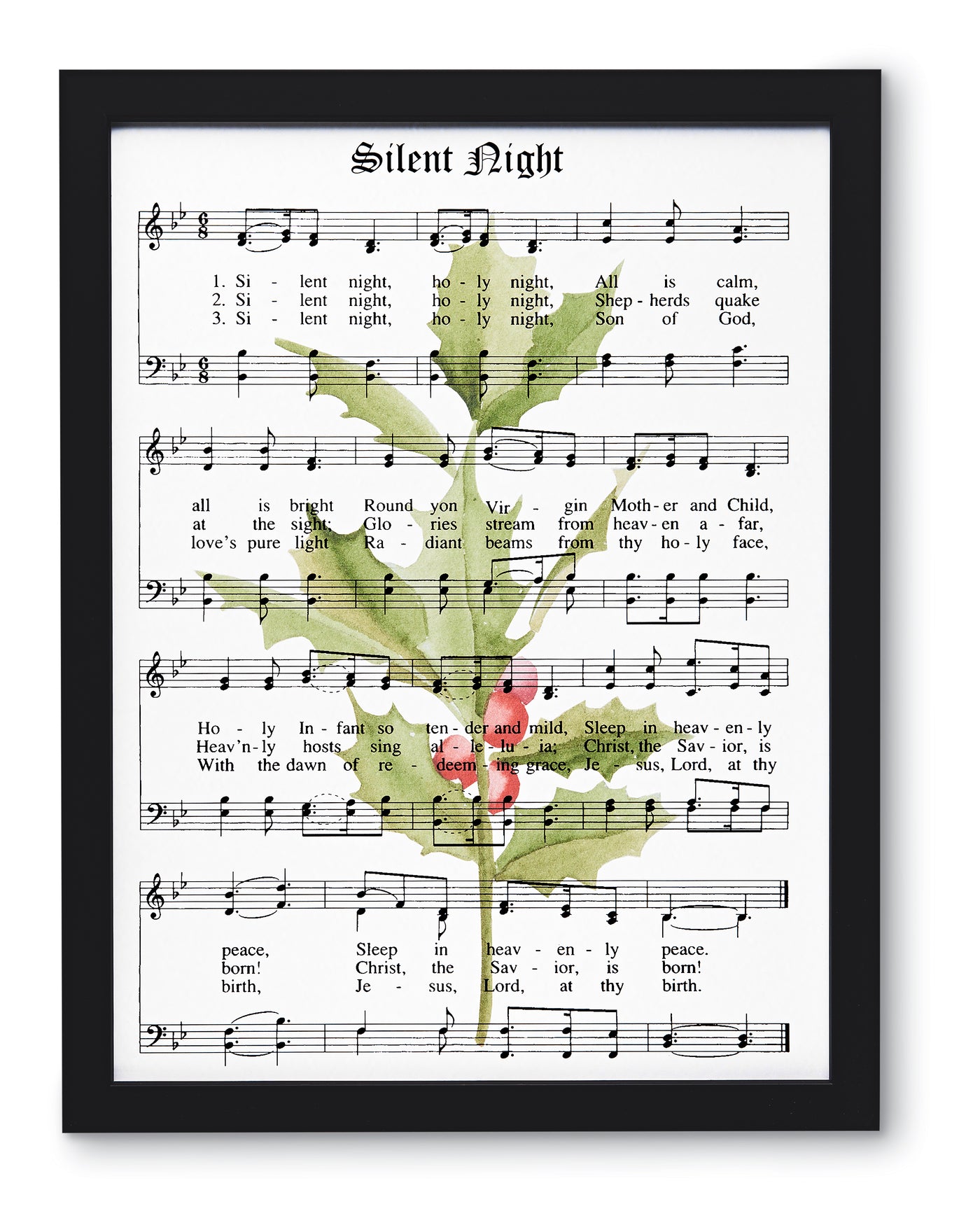 Silent Night Sheet Music with Holly