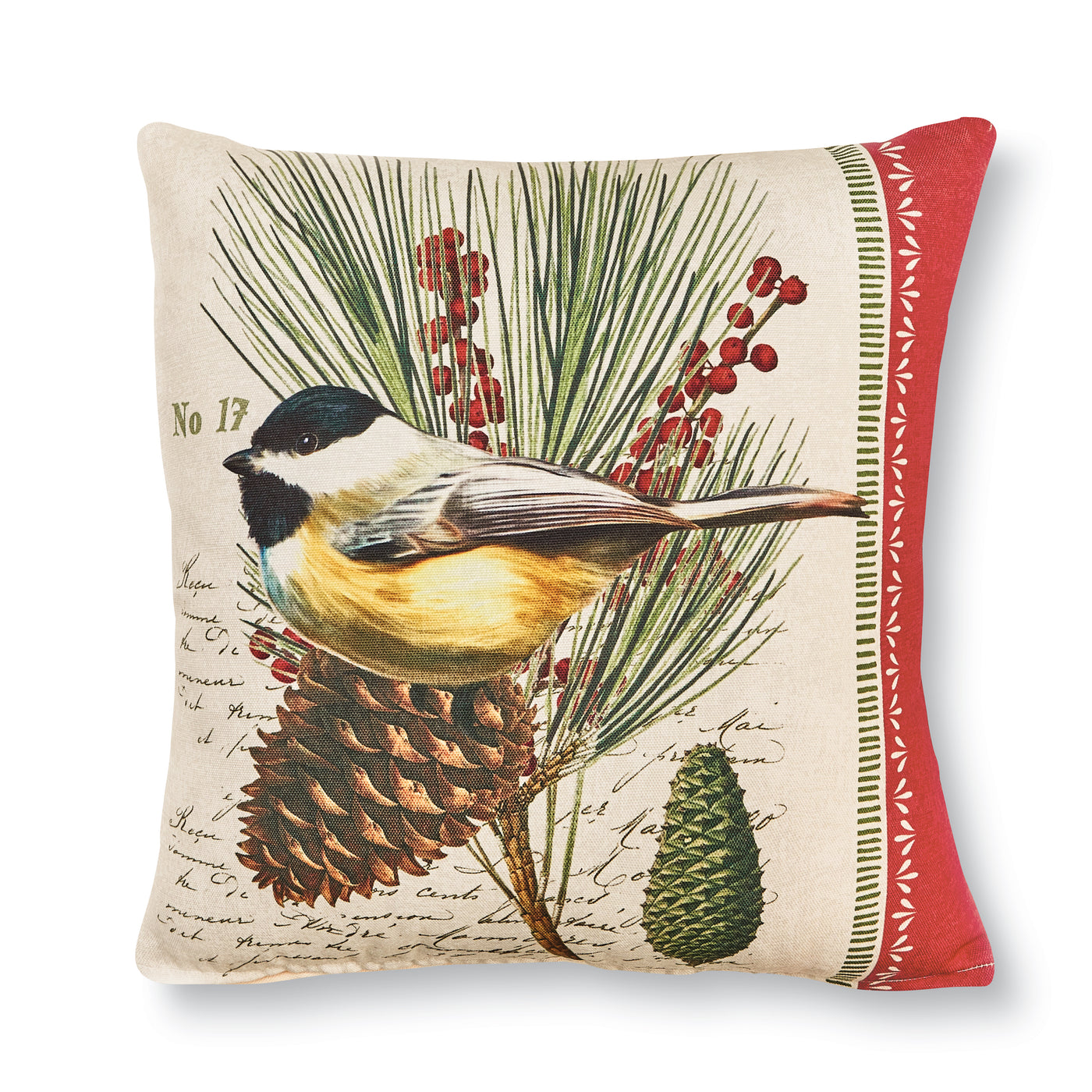Winter Bird Pillow - Chickadee