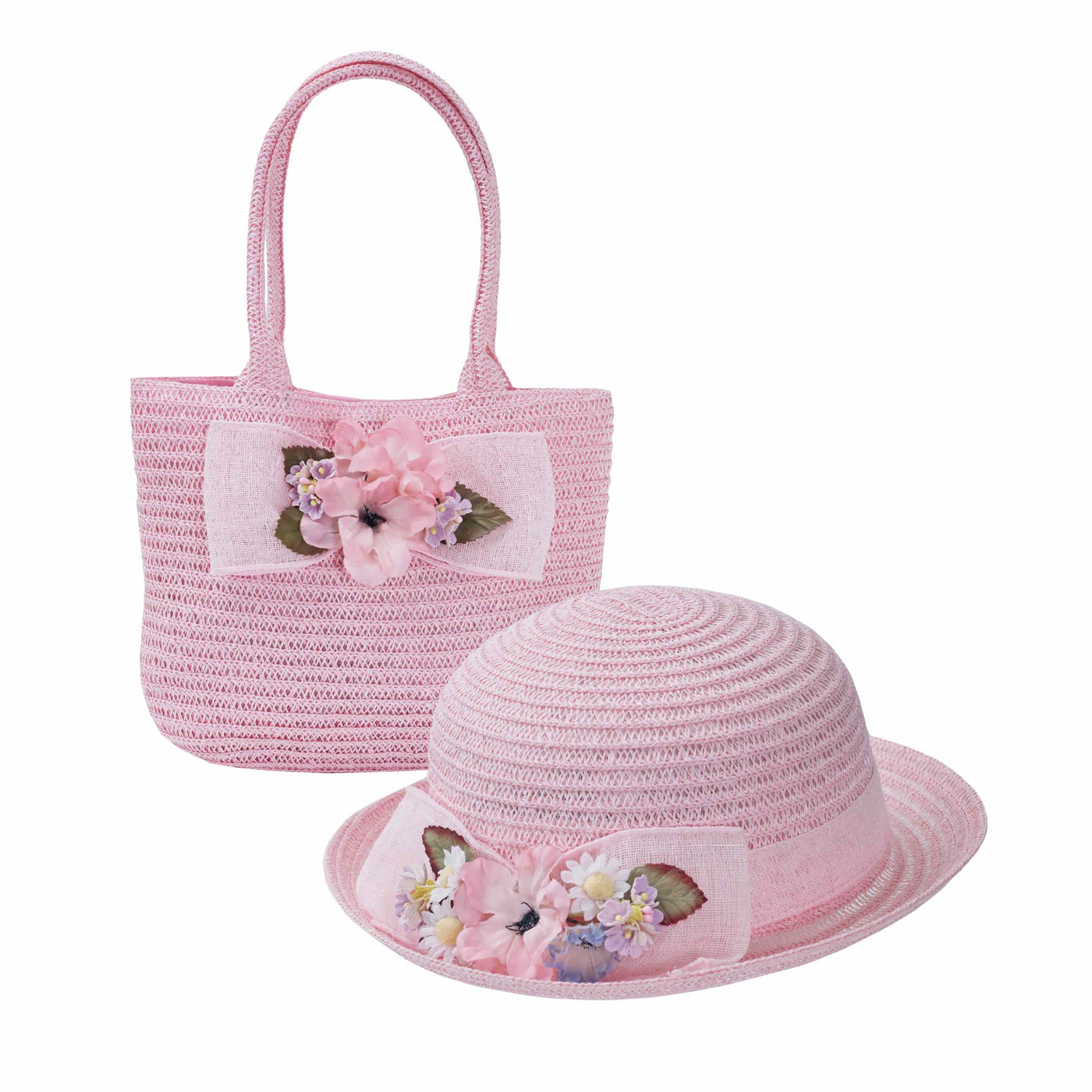 Child's Floral Hat and Purse