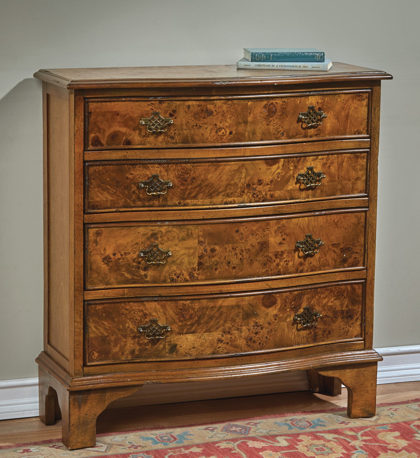 Antique Burl Chest with Four Drawers