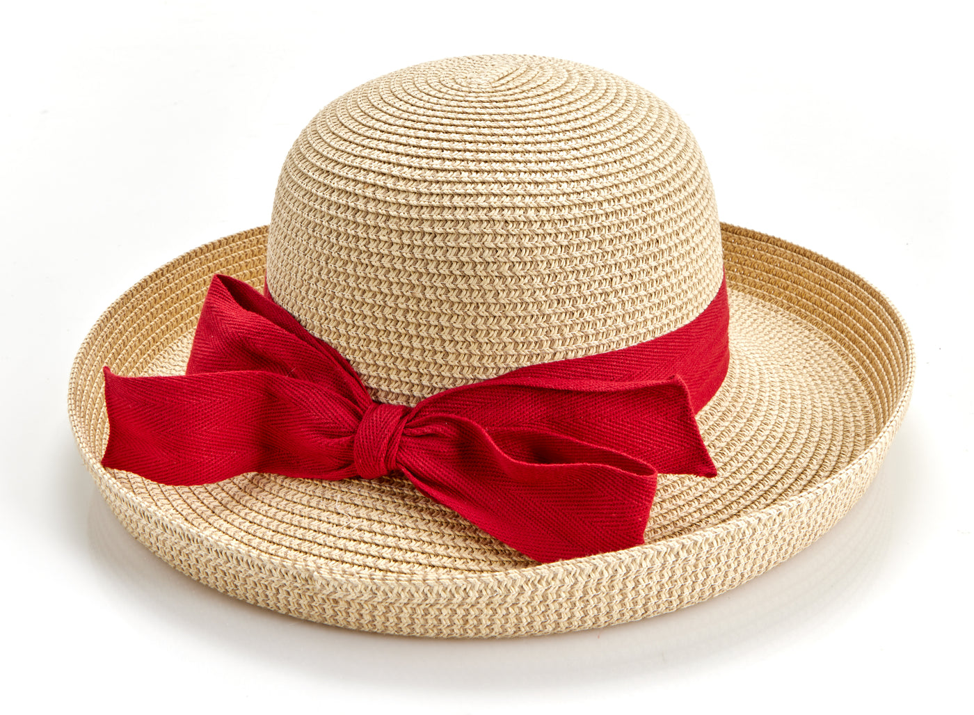 Packable Roller Hat with Red Back Bow