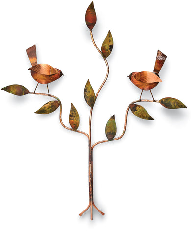 Birds on Branches Copper Wall Art