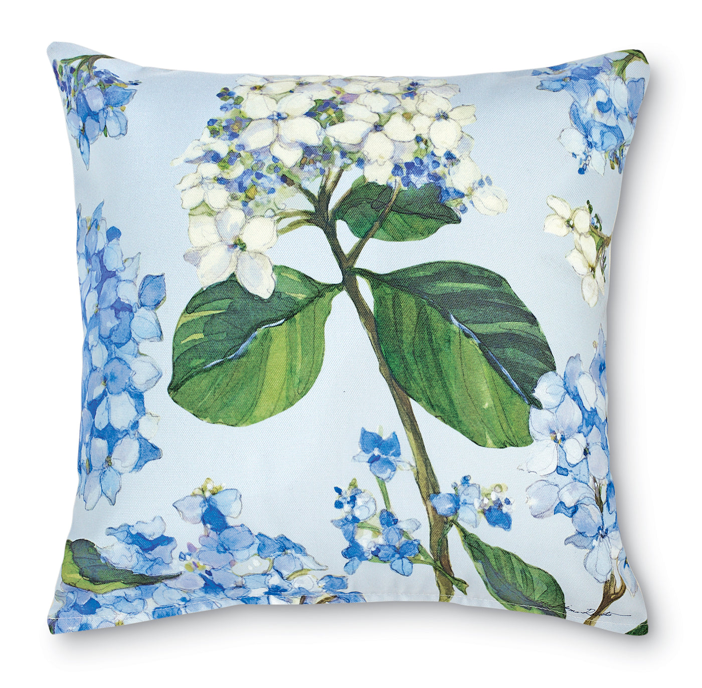 Hydrangea on Blue Pillow II
