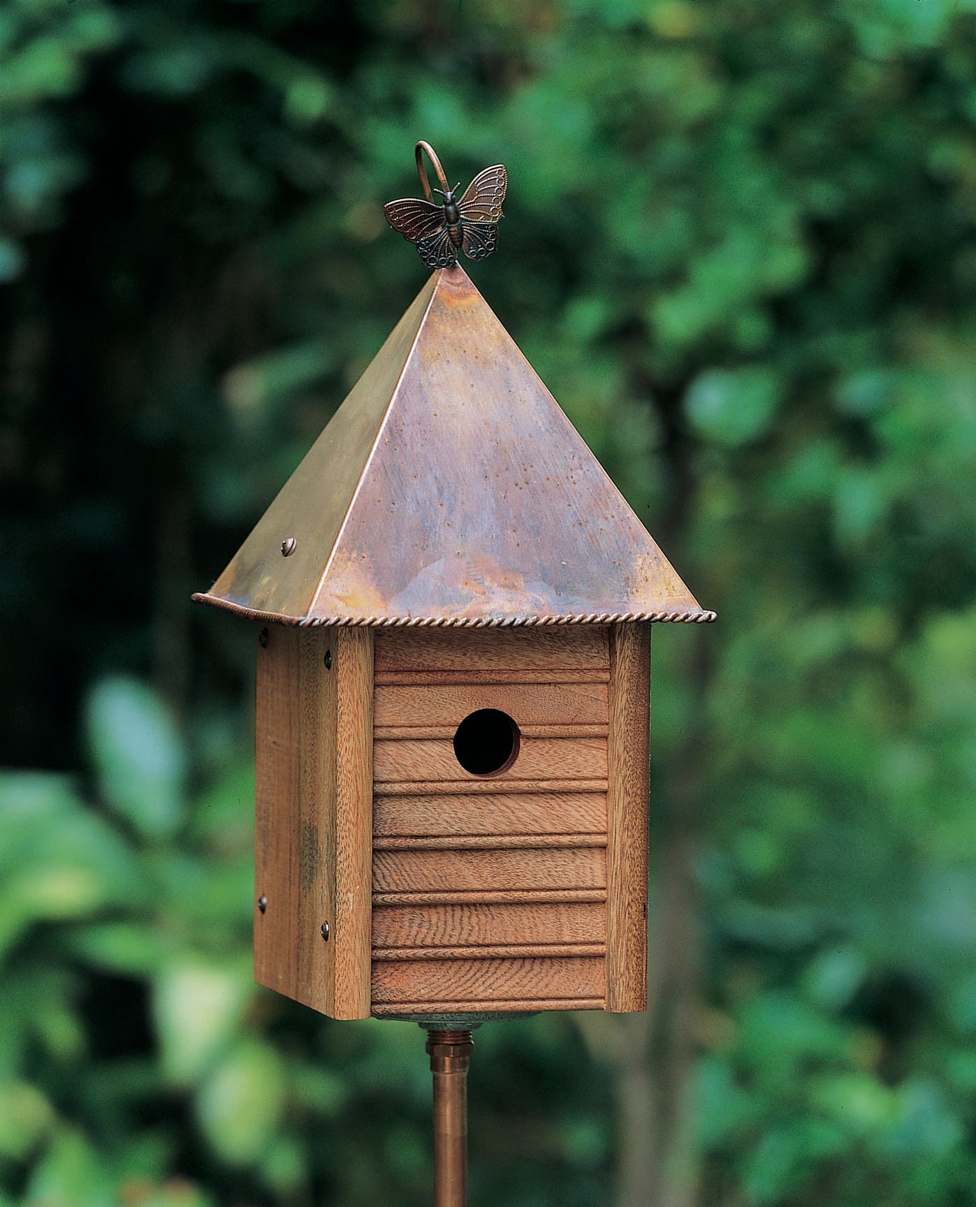 Mahogany Birdhouse with Copper Roof