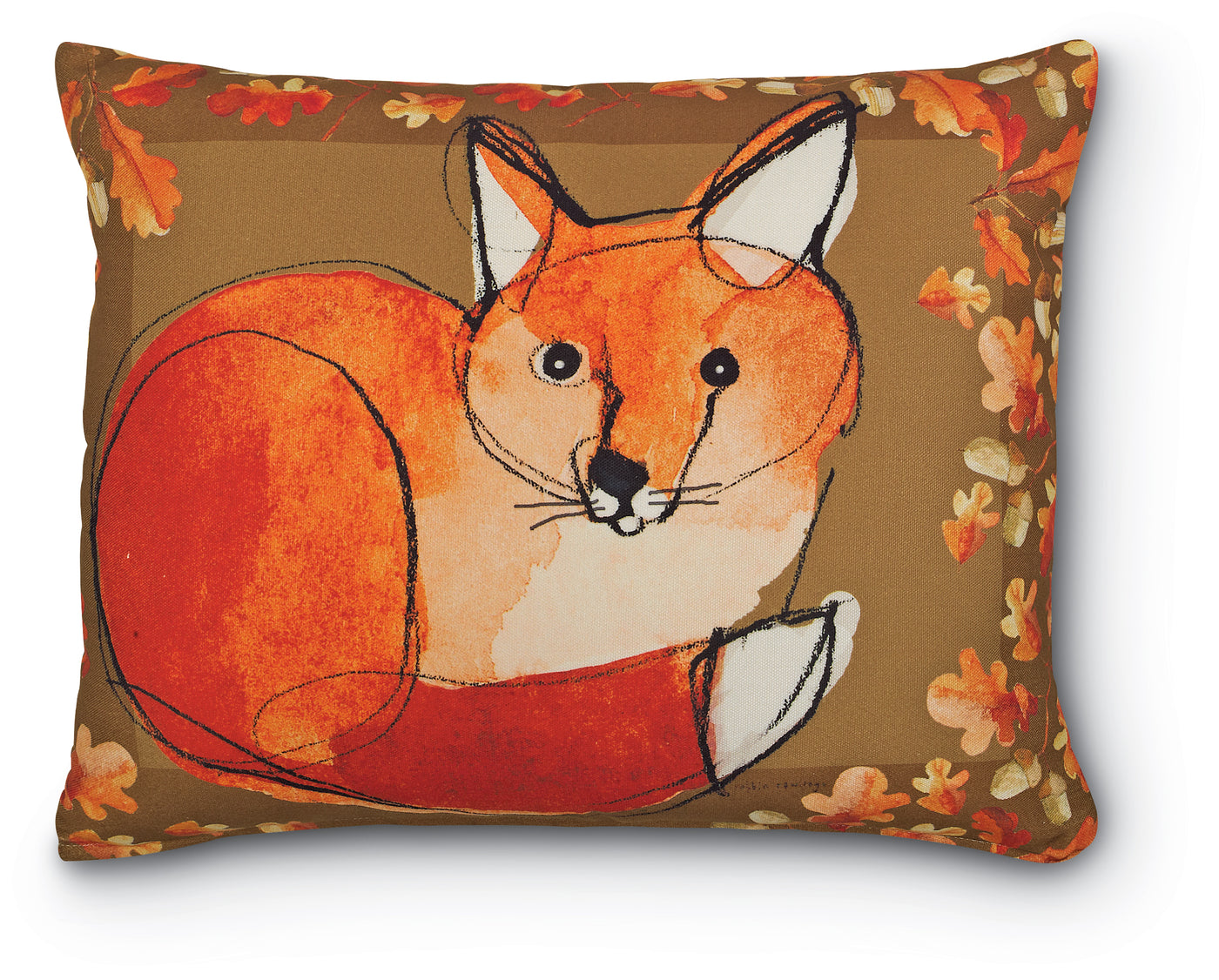 Fox and Autumn Leaves Pillow