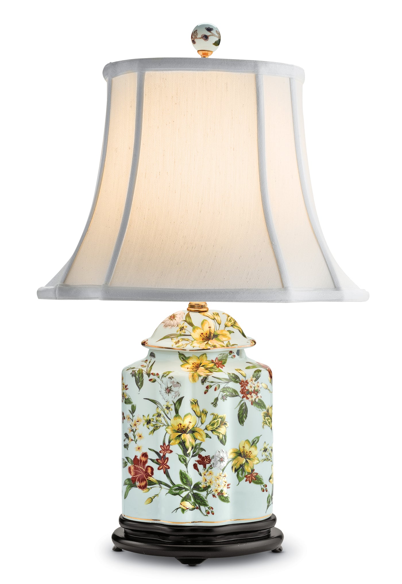Yellow Floral Scalloped Lamp